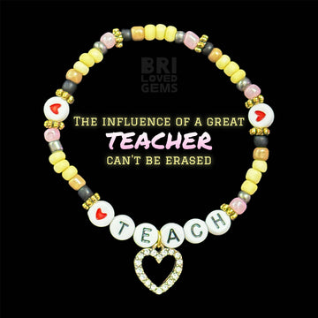 TEACH ✏️ Pencil Inspired Seed Bead and Letter Charm Bracelet