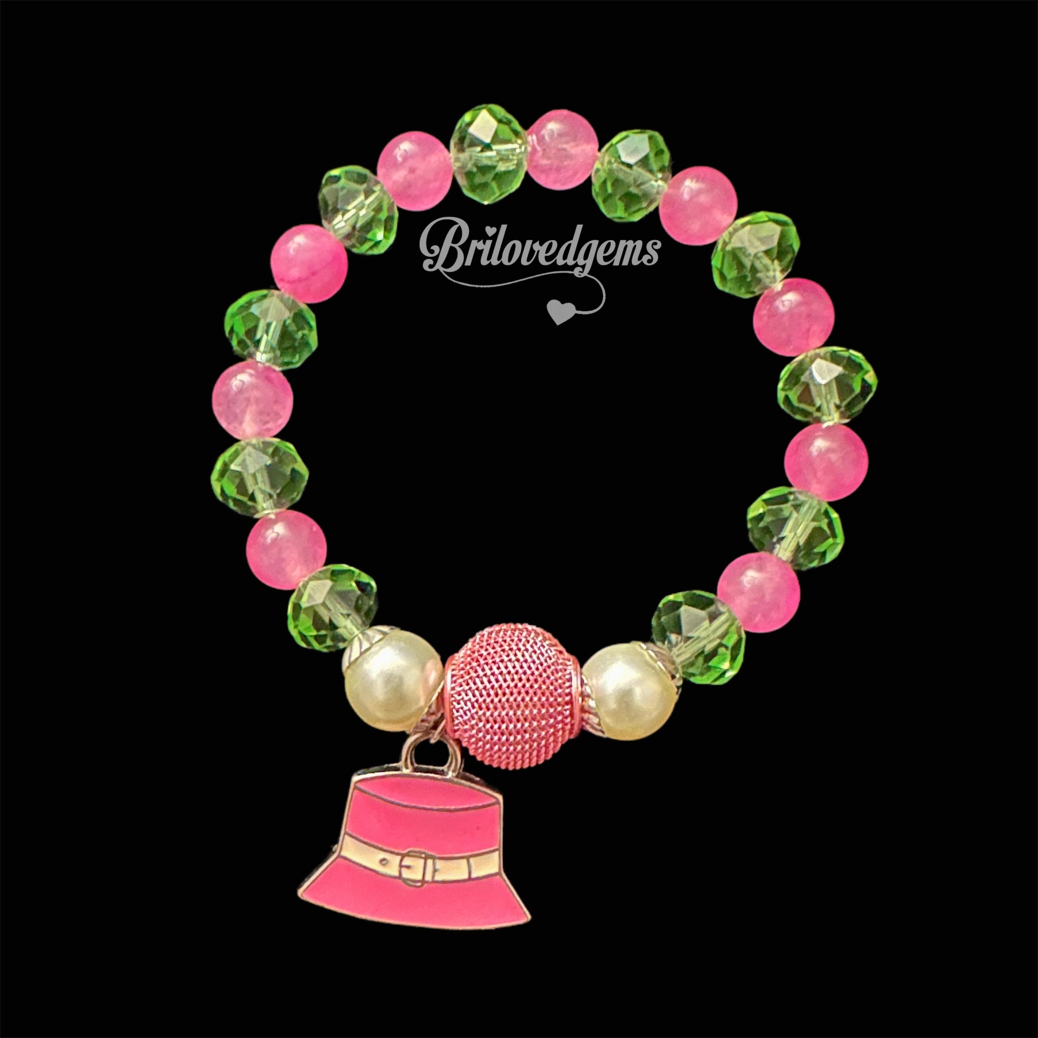 AKA PRETTY GIRL PEARL Handmade Divine 9 Beaded Charm Bracelet