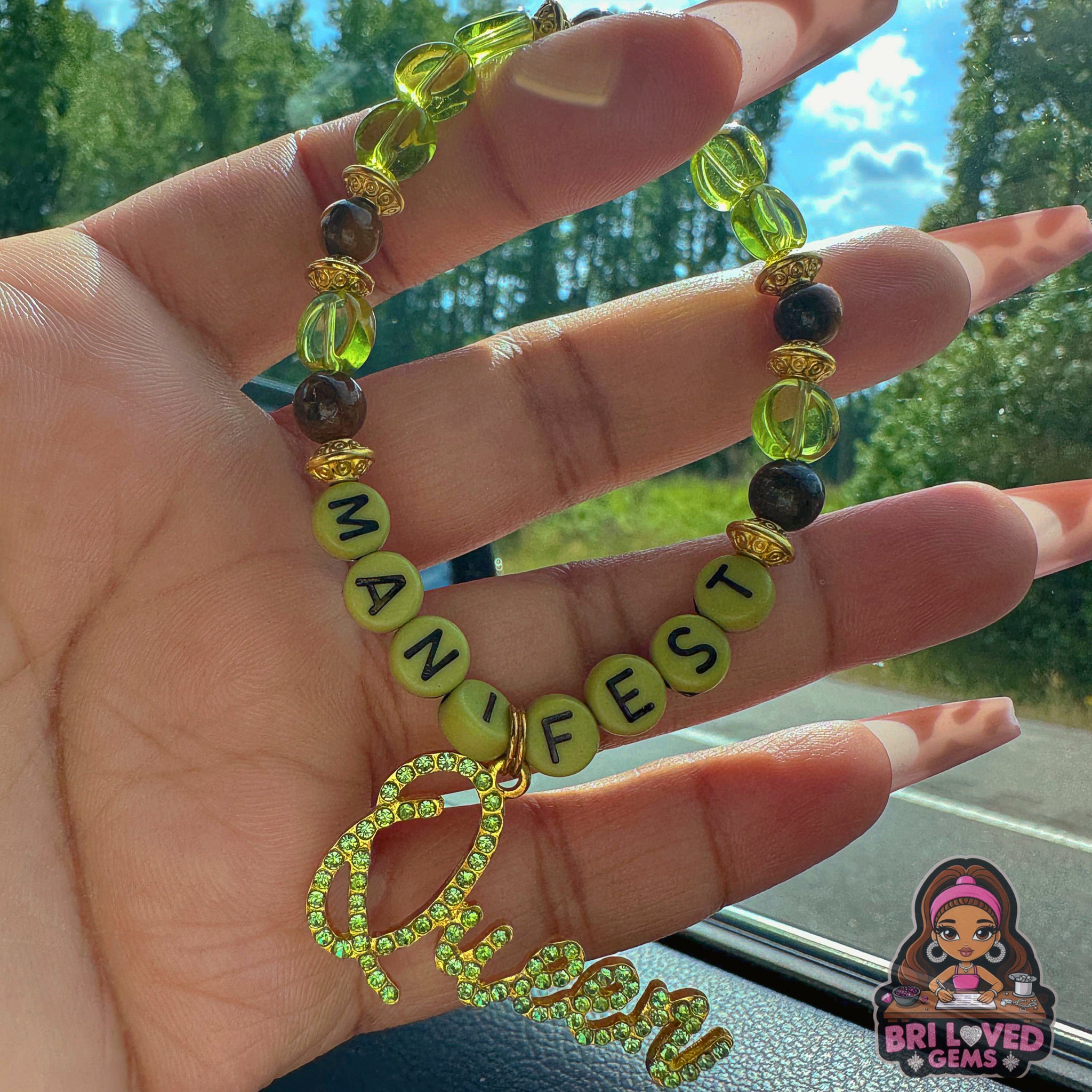 MANIFEST QUEEN 👑 Handmade Beaded Charm Bracelet