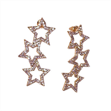 333 STAR Gold Diamanté Star Outline Earrings