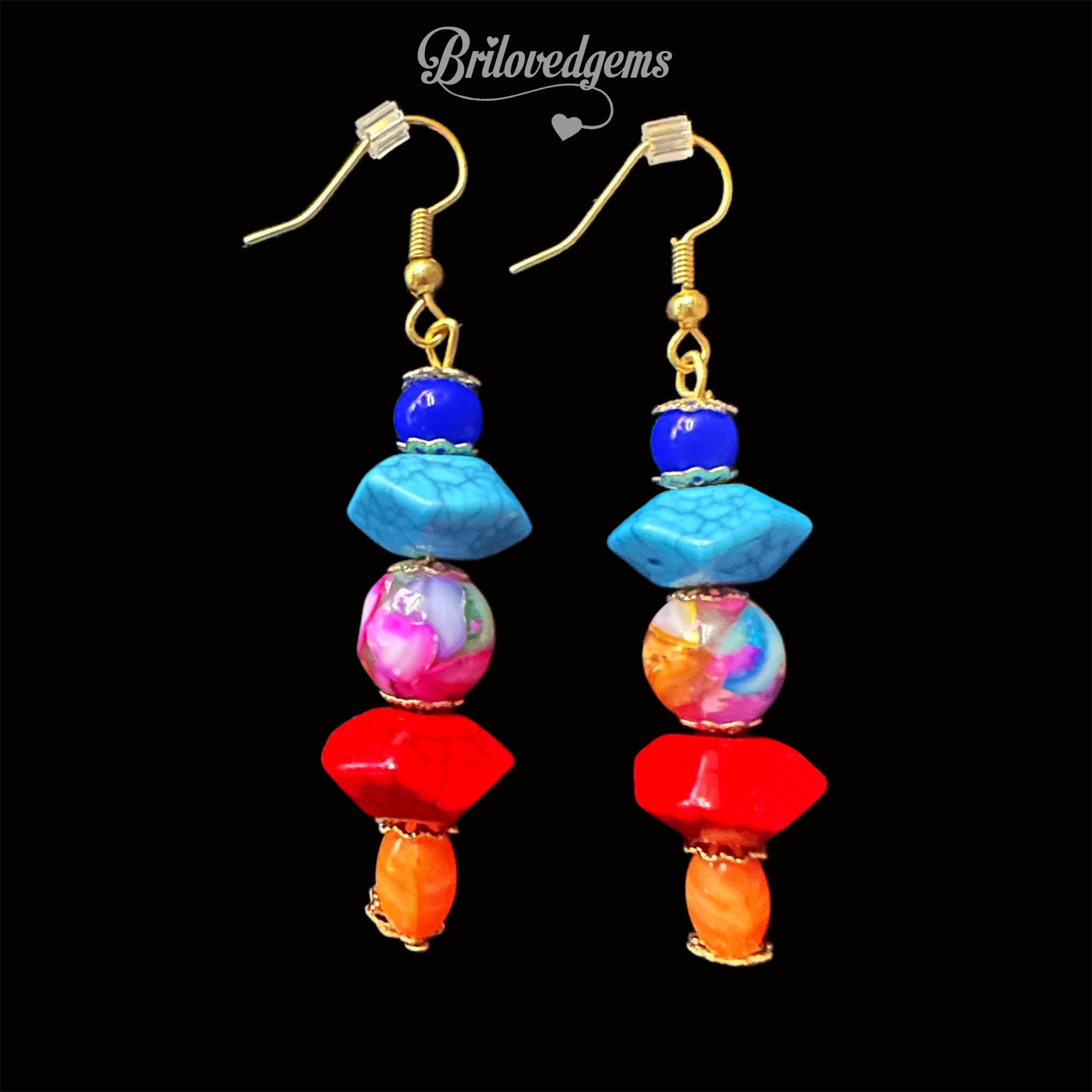 SOUL FOOD Colorful Stacked Handmade Beaded Dangle Earrings