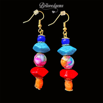 SOUL FOOD Colorful Stacked Handmade Beaded Dangle Earrings