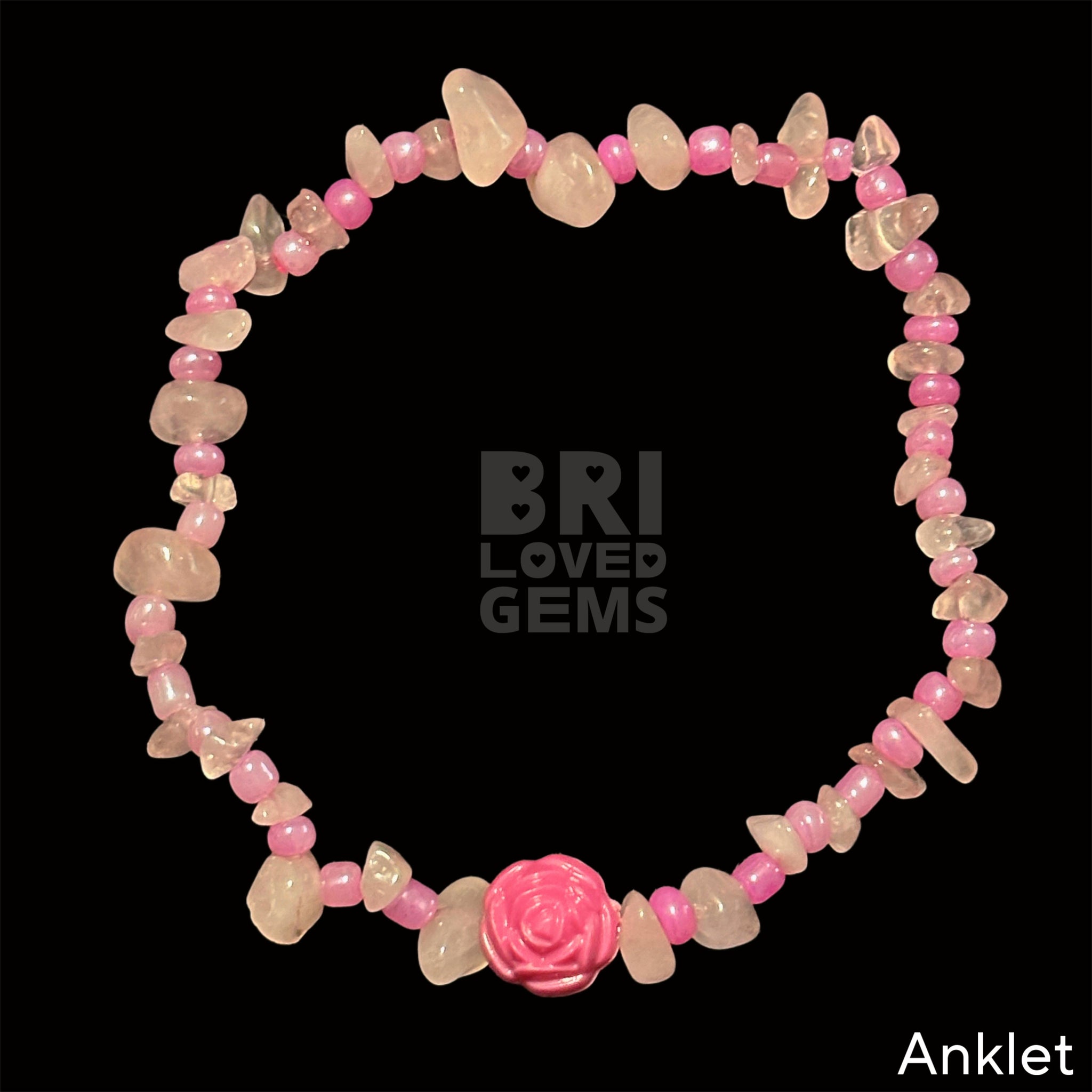 PINK AMOUR ROSE 🌹 Handmade Beaded Ankle Bracelet