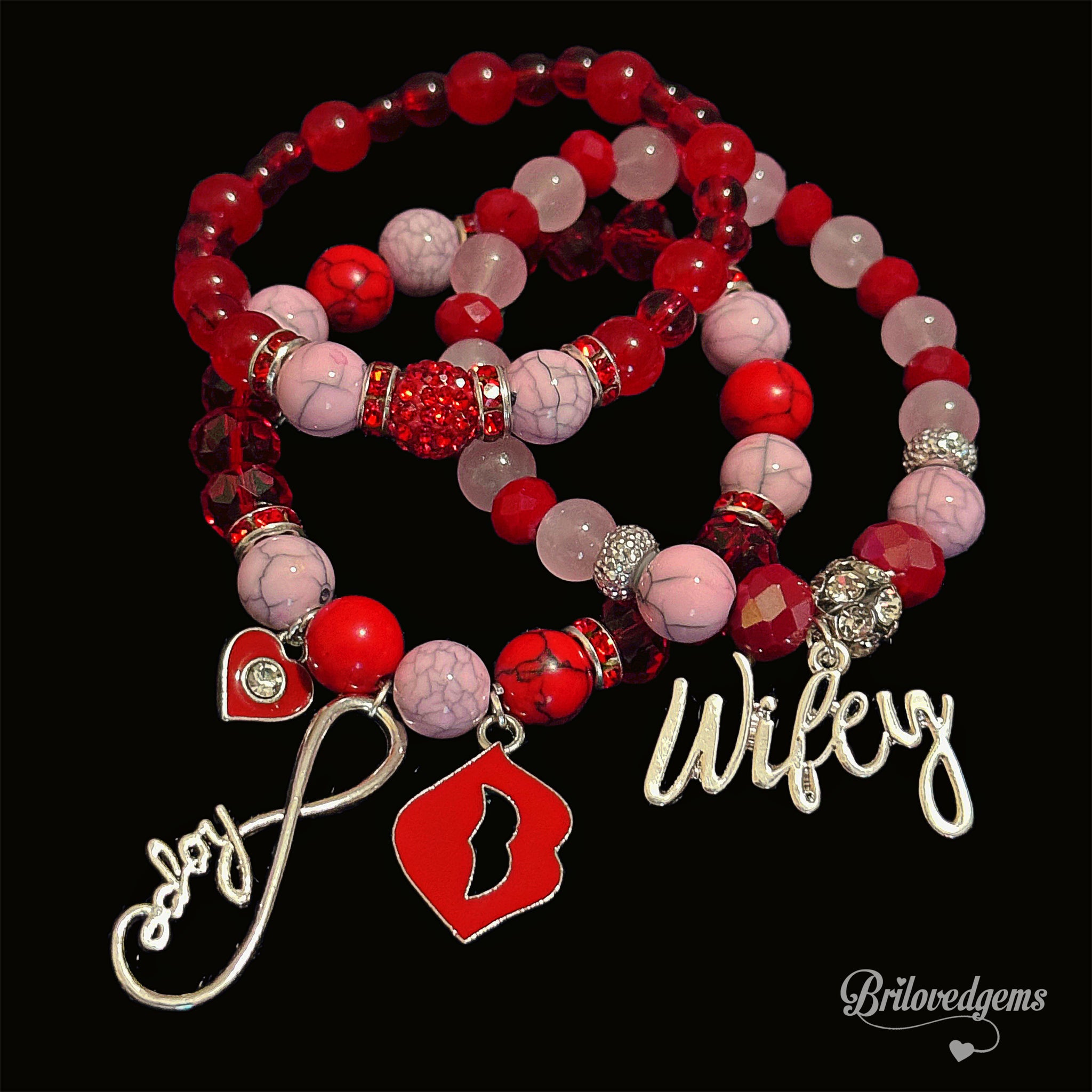 LOVE X INFINITY 3 Piece Handmade-With-Love Valentines Day Bracelet Set