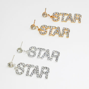 STAR LABEL Diamanté Dangle Earrings